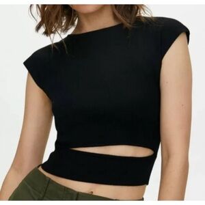 ARITZIA WILFRED Yacine Cut-Out Ribbed Tank in Black